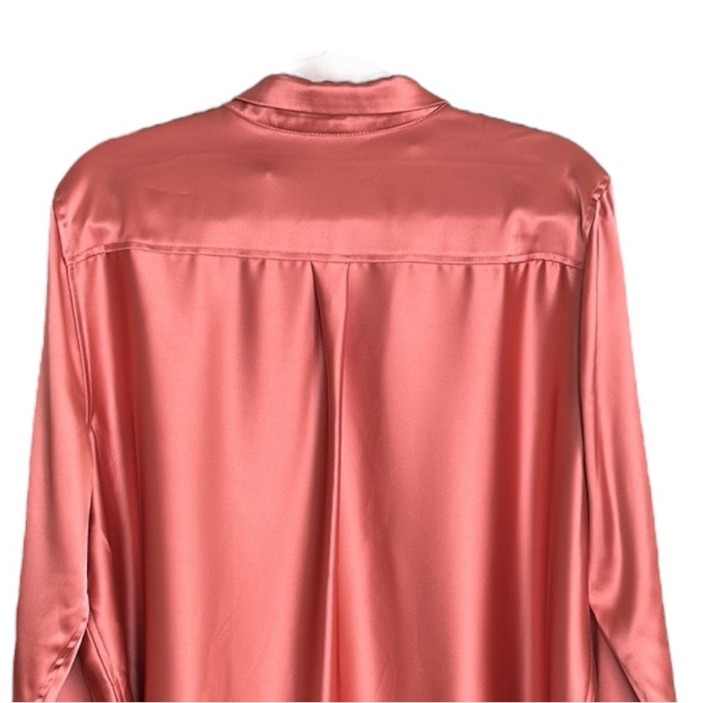 ALFANI Satin Utility Blouse XXL Dusty Rose Button Front Career Office Quiet Lux - Picture 7 of 14
